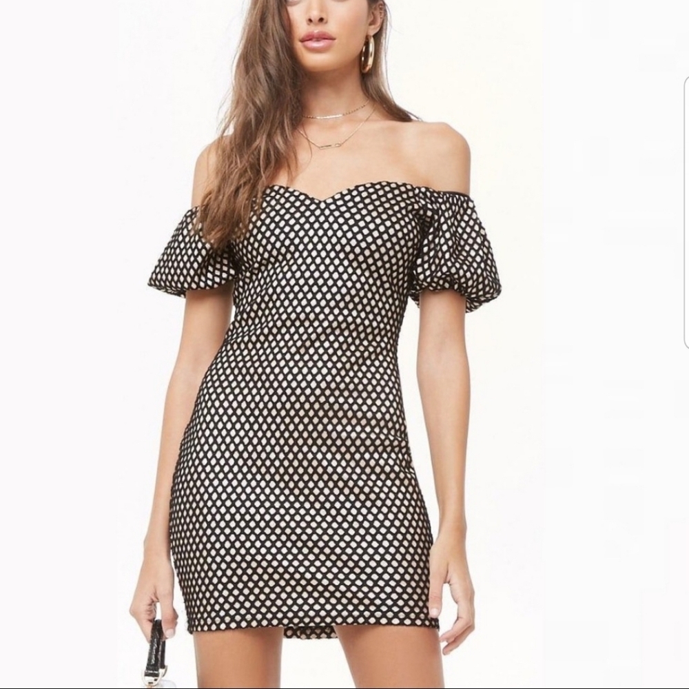 Privy Metallic Gold Fishnet Mini Dress Large